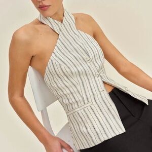 NWT Reformation Tate Linen Top - Color Elsie Stripe